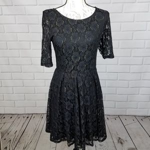 By&By Little Black Lace Dress with Gold